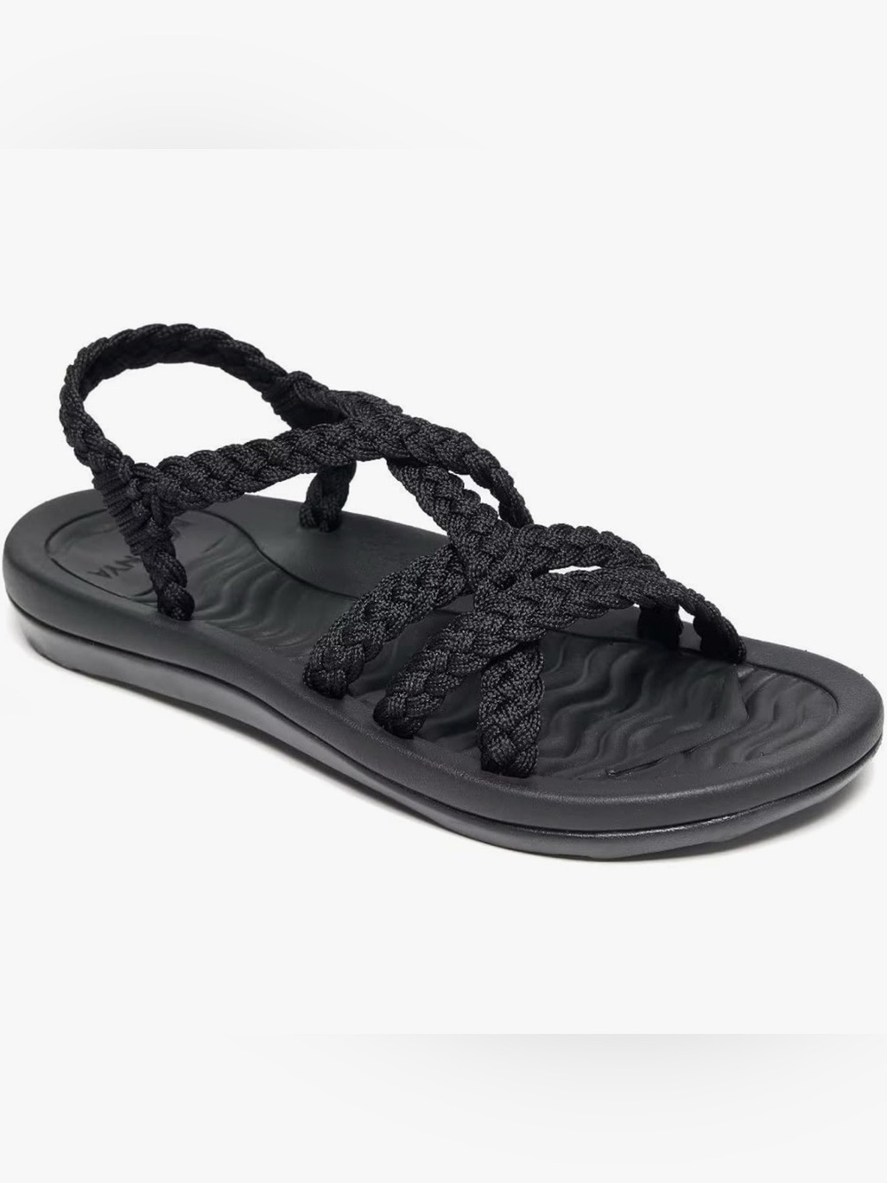 Braided Rope Black Women's Slide Sandal